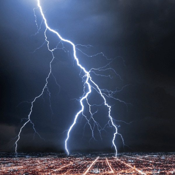 A dark, stormy landscape with lightning - DEHN France