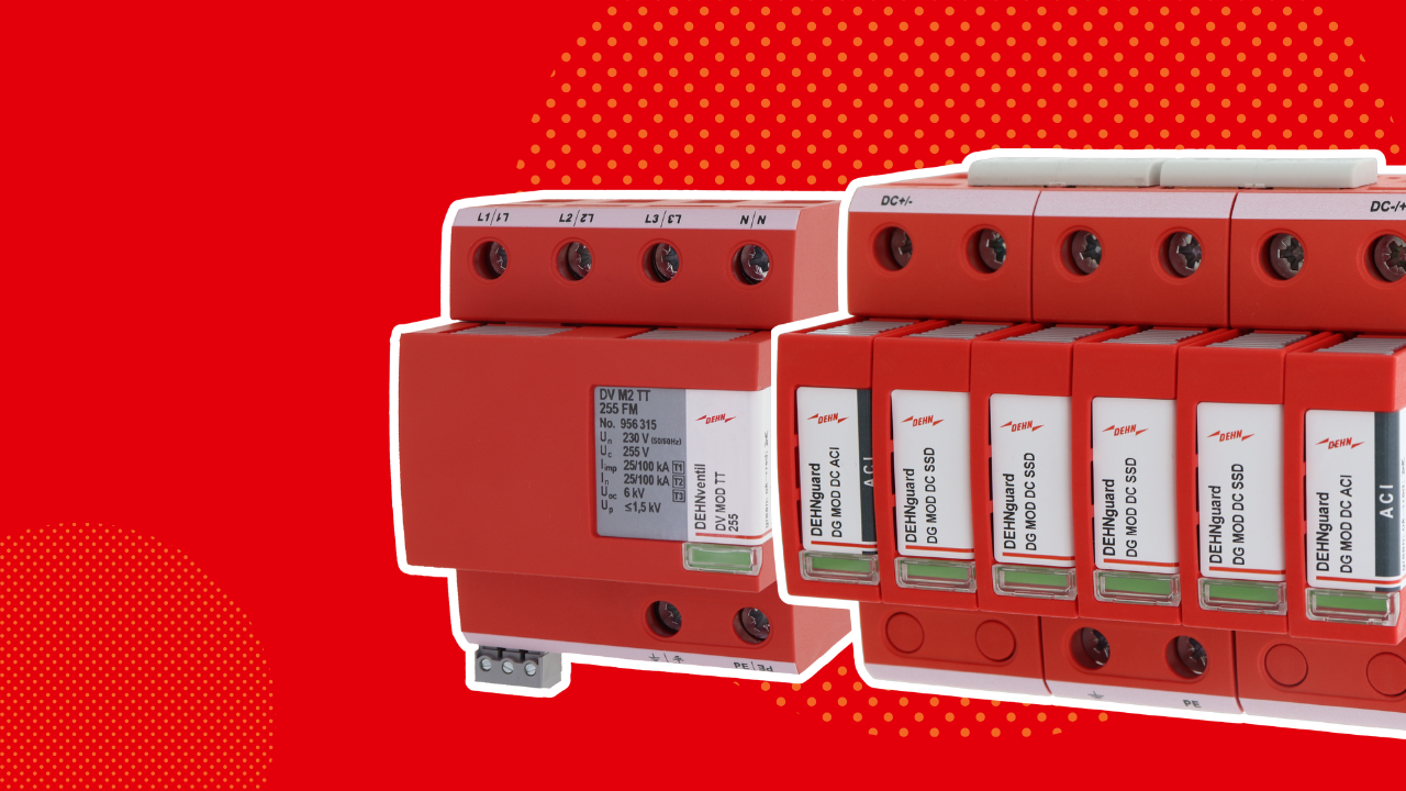 Surge protection devices on a red thumbnail