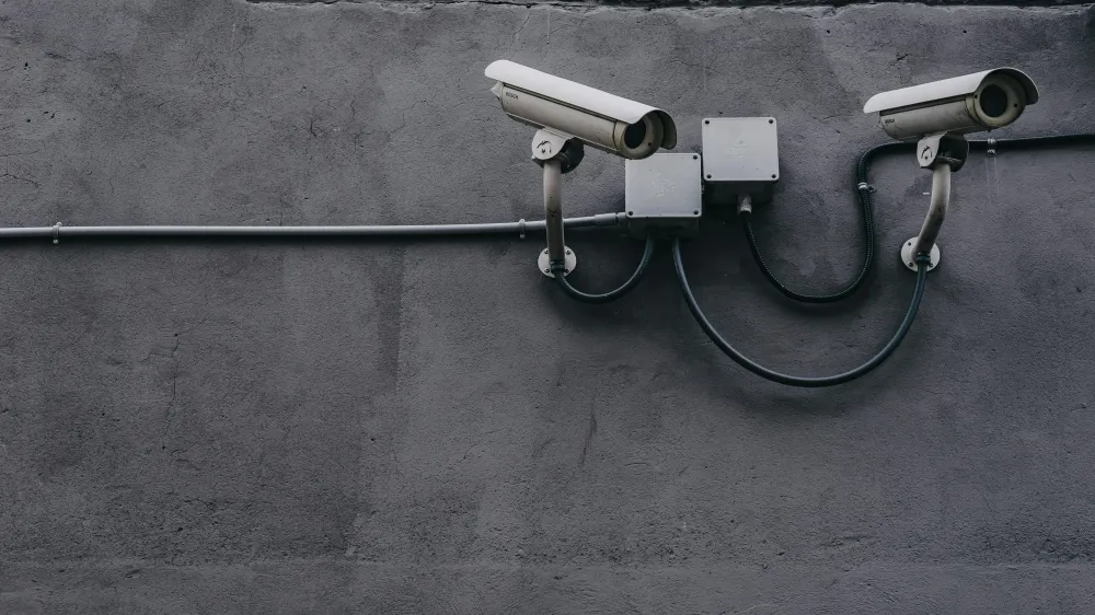 due videocamere di sicurezza a difesa di un perimetro