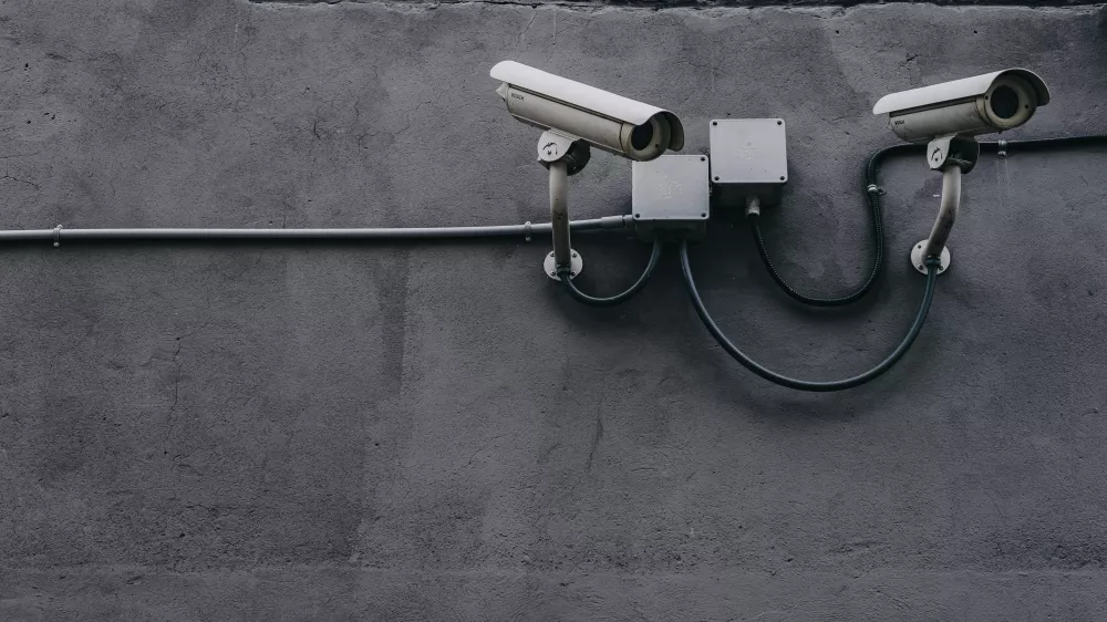 due videocamere di sicurezza a difesa di un perimetro