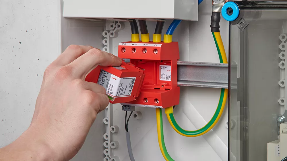 hand, installing a surge protection device