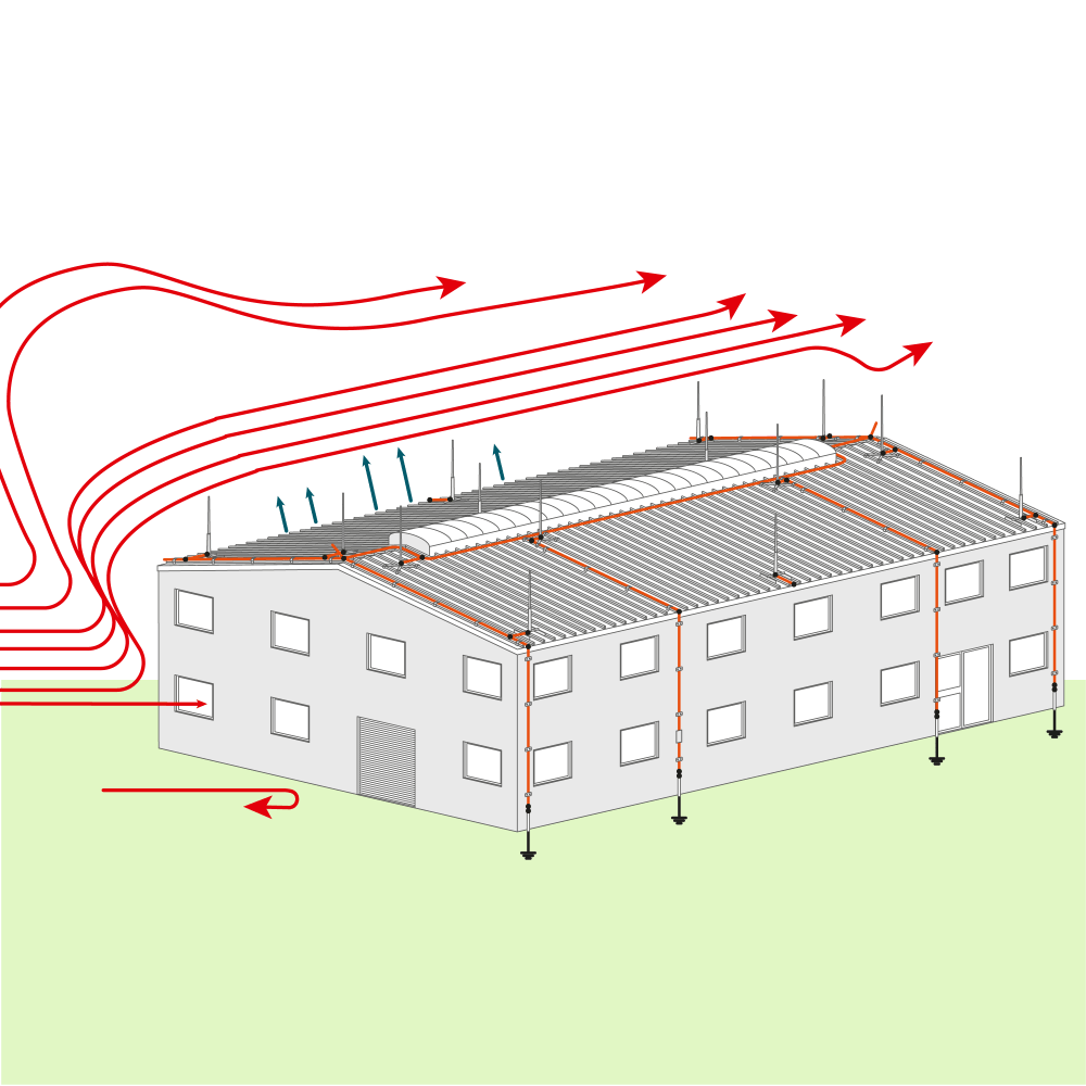 Windload building, Graphic, Lightning protection