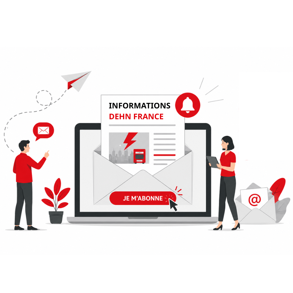 Abonnement à la newsletter - Personnages devant une enveloppe ouverte avec une notification email