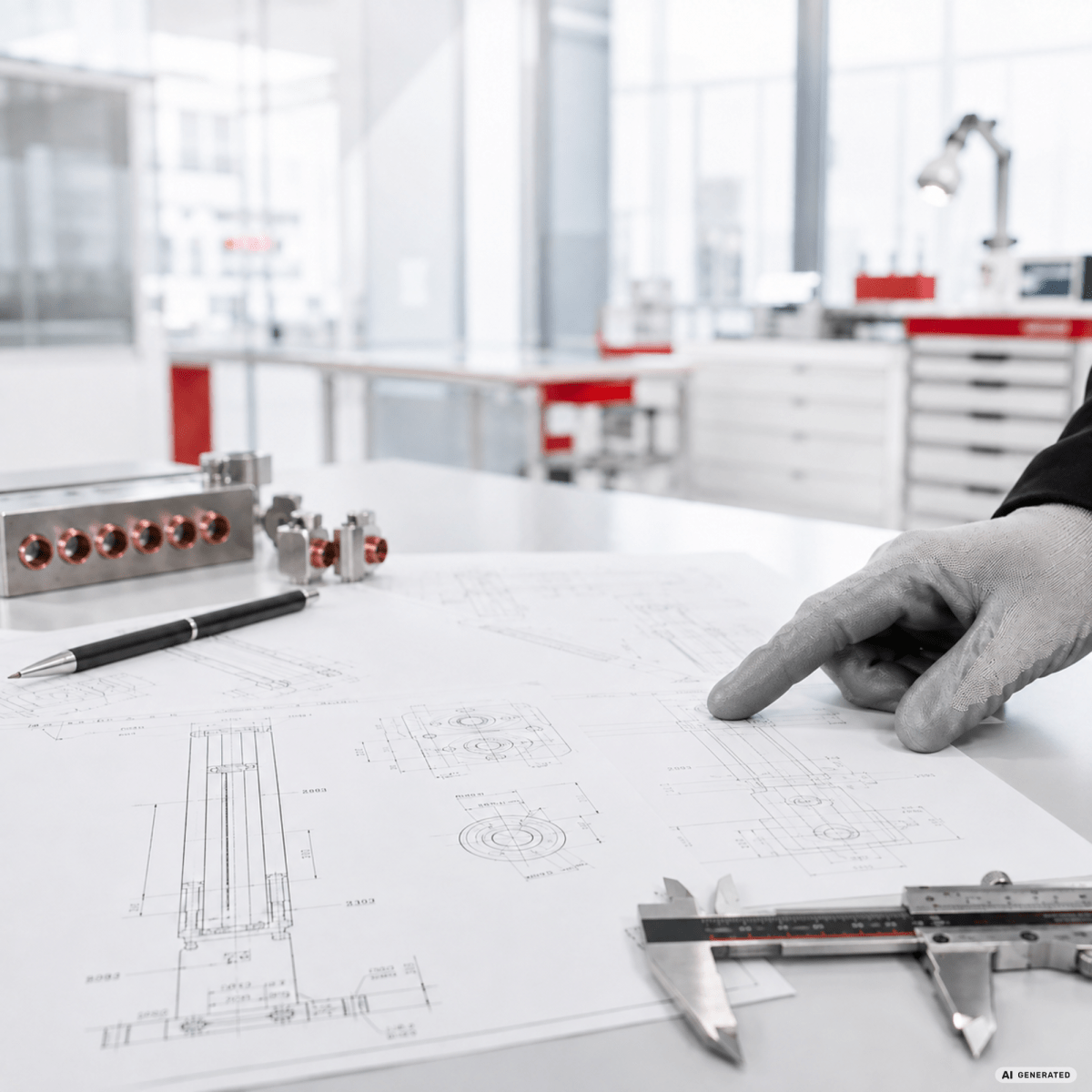 Hand of a man showing plans to create a customised product of protection against lightning for a special project - dehn expert