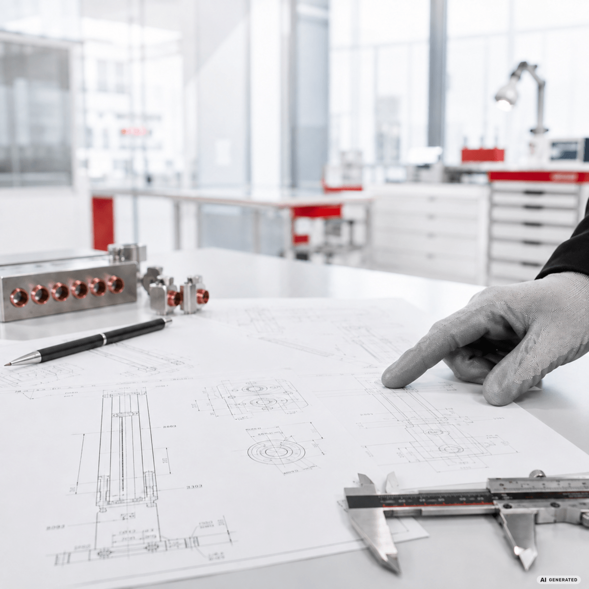 Hand of a man showing plans to create a customised product of protection against lightning for a special project - dehn expert